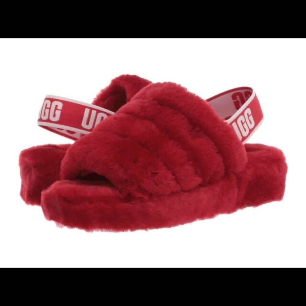 Bright red UGG slippers